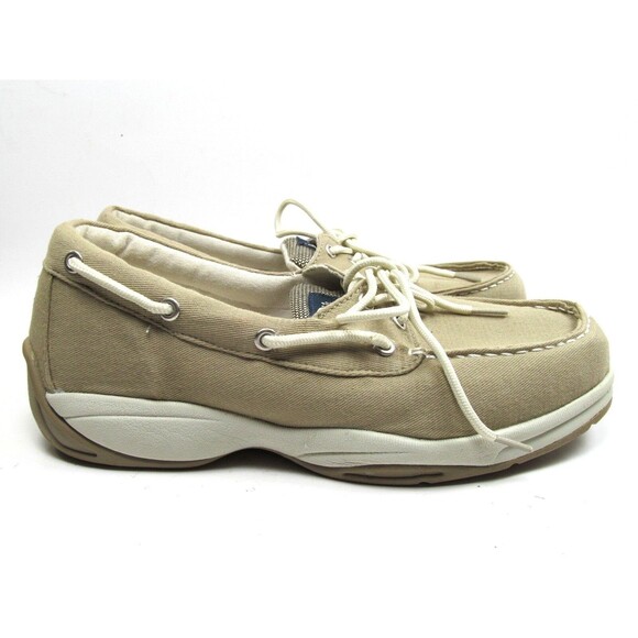 Ped Lite Canvas Boat Shoes Mens Size 8 M. Beige Excellent - Picture 3 of 7
